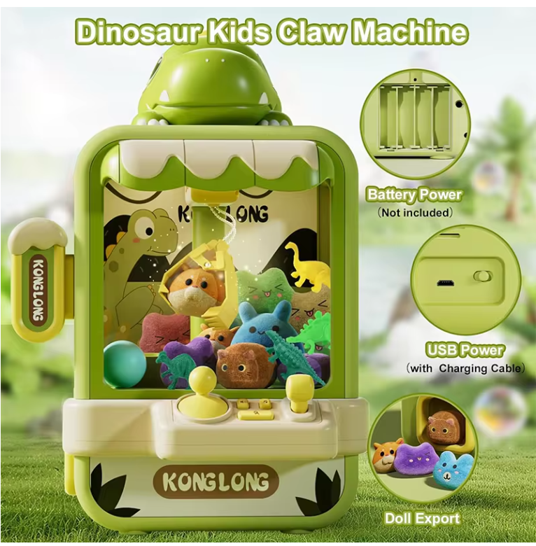 Mini Dino Claw Machine — Arcade Prize Grabber for Kids