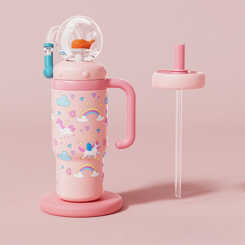 Whale Design Kids Water Bottle with Straw