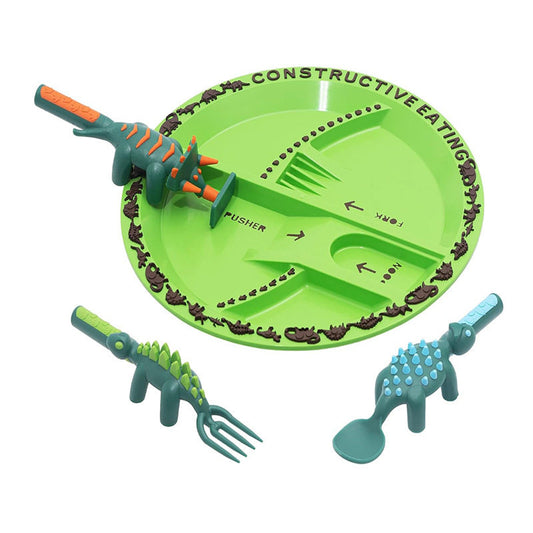 Children Dinosaur Themed Tableware Set with Utensils