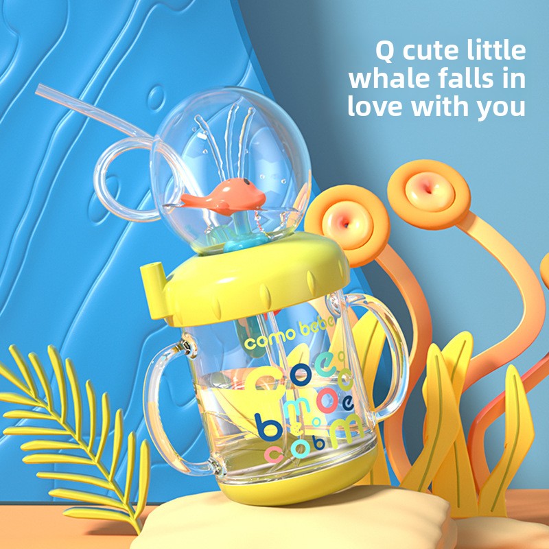 Whale Design Kids Water Bottle with Straw