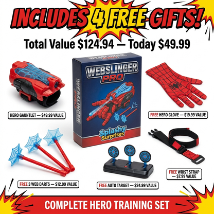 WebSlinger Pro™ Hero Gauntlet — Complete Wrist Launcher Training Set