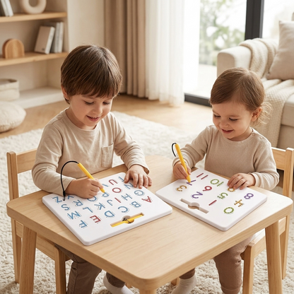 Magnetic Alphabet & Number Tracing Board — Double-Sided Montessori STEM Toy