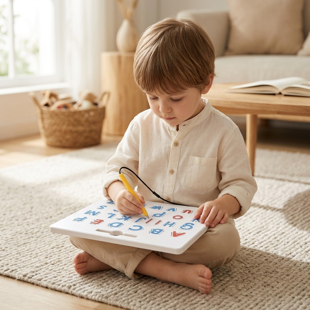 Magnetic Alphabet & Number Tracing Board — Double-Sided Montessori STEM Toy