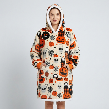 Halloween Pumpkin Wearable Blanket Hoodie
