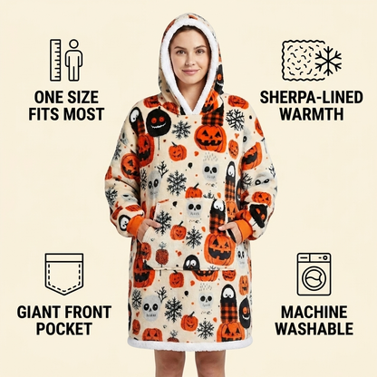 Halloween Pumpkin Wearable Blanket Hoodie
