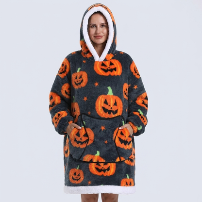 Halloween Pumpkin Wearable Blanket Hoodie