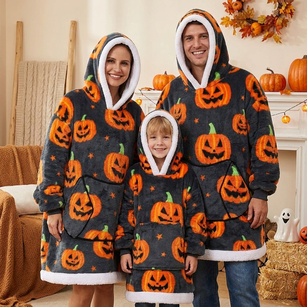 Halloween Pumpkin Wearable Blanket Hoodie